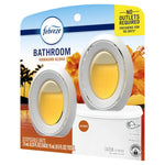 Packaged Febreze Bathroom Hawaiian Aloha showing two oval devices mounted above a toilet image with 'no outlets required' callout.