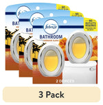 Three overlapping Febreze Bathroom Hawaiian Aloha packaged air freshener devices shown on a white background with a toilet graphic.