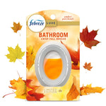 Febreze Luxe Bathroom Crisp Fall Breeze packaged air freshener with autumn leaves and orange scent vial visible