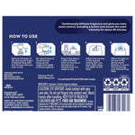 Instruction panel showing step-by-step diagrams for removing base, inserting refill, reattaching base, plugging in, and adjusting settings.