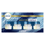 Front-facing box of Febreze Plug Ocean scented oil refills showing four refill bottles