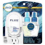 Febreze Plug scented oil starter kit in retail blister pack showing warmer and two Ocean refill bottles