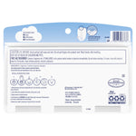 Back of product blister pack showing ingredient and caution text, installation icons, barcode, and small certification logos.