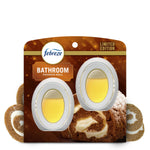 Febreze bathroom pumpkin roll scented air freshener twin-pack blister card with two oval devices and dessert imagery