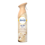 Tall Febreze Air Mist can in beige packaging labeled Soothe & Restore with whipped sugar and shea butter imagery