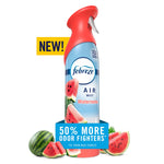 Febreze Air Mist watermelon-scented spray bottle with watermelon slices and promotional callout