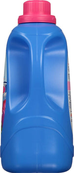 Rear view of a blue Final Touch bottle showing twin recessed grip areas and a pink cap on a white background.