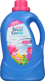 Single blue Final Touch concentrated fabric softener bottle with pink cap and floral label reading Spring Fresh.