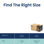 Size comparison graphic titled 'Find The Right Size' with a small Nine Stars box and a sizing table below