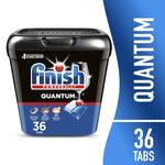 Black Finish Quantum resealable tub with Powerball logo and 36 tabs callout on blue gradient background.