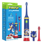 Packaged Firefly Play Action Sonic the Hedgehog kids sonic power toothbrush with extra brush heads and Sonic cover