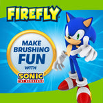 Promotional graphic with Sonic the Hedgehog and text ‘Make Brushing Fun’ beside Firefly logo