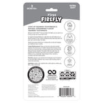 Back of First Firefly training kit packaging with product text, icons, QR code and barcode in black and white