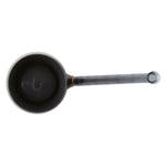 Top-down view of Fiskars watering can showing round filling opening and long translucent spout with volume marks