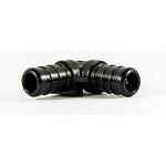 Flair-It black plastic 1/2" barbed equal elbow hose connector, 90-degree fitting photographed on white background