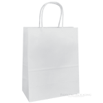 White Flexicore paper gift bag with twisted handles shown upright on plain background
