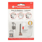 Full front product packaging of Fluidmaster Flush 'n Sparkle showing installation steps, tank illustration and callouts
