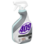 Angled view of a Formula 409 Stone & Steel spray bottle showing label artwork and ergonomic trigger