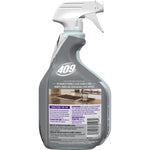 Rear view of a Formula 409 Stone & Steel Cleaner spray bottle showing directions, barcode and product information