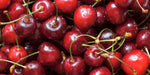 Close-up photo of fresh red cherries with stems and water droplets filling the frame, used as a scent-related lifestyle image