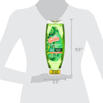 Scale diagram showing a Gain EZ-Squeeze bottle with measurements overlay indicating approximate height and width