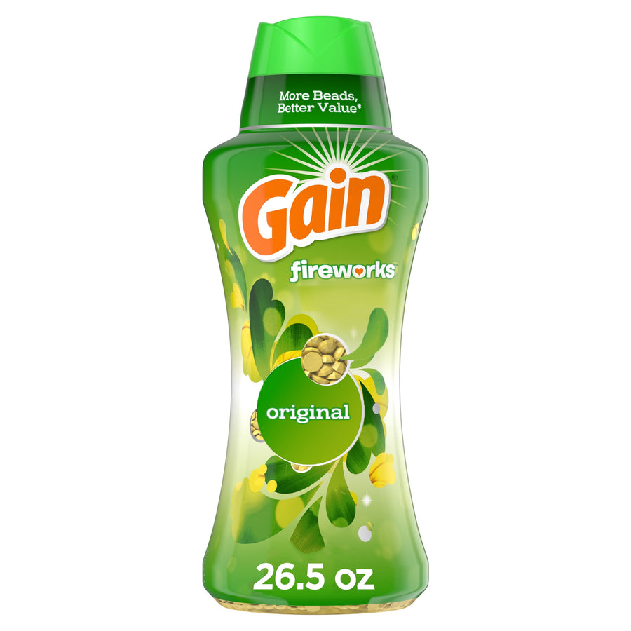 Green Gain Fireworks original in-wash scent booster bottle with label and 26.5 oz visible