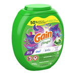 Angled green Gain Flings plastic tub showing front label artwork and the Gain logo in clear view