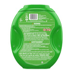 Back of green Gain Flings plastic tub showing warning text, barcode and product information panel