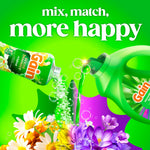 Creative mix-and-match graphic showing Gain scent booster pouring into a Gain detergent bottle with flowers and bubbles