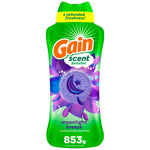 Green Gain scent booster bottle with moonlight breeze label and purple floral bead graphic on white background