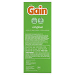 Narrow vertical side panel of Gain powder box showing ingredients, caution text and product icons