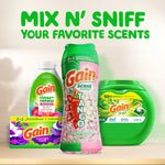 Arrangement of Gain products with central Gain Tango bottle and headline 'Mix n' sniff your favorite scents'