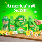 Product lineup on a wooden surface featuring multiple Gain Original products and flowers with the headline 'America's #1 Scent'.