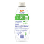 Back label of Gain rinse+renew bottle showing how-to-use instructions, ingredients and caution text