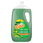 Studio-style front image of a green Gain Ultra Clean 90 oz jug showing the product label and handle