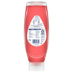 Rear label of a pink Gain Ultra Clean bottle showing ingredient and recycling information on a white background