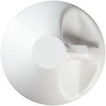 Top-down view of a white plastic gallon jug showing the handle and screw cap of the container