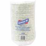 Clear-packaged stack of Genuine Joe 12 oz printed paper bowls with visible logo and product text