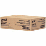 Rectangular Genuine Joe cardboard carton labeled 23600 centerpull towels with multilingual product text and barcode