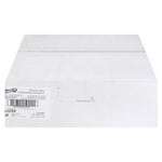 Top-facing white product carton with visible seam and a partial barcode label on the left edge, plain background.