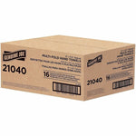 Cardboard case of Genuine Joe multi-fold hand towels with product labeling and barcode visible