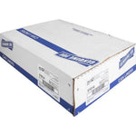 Angled view of a white Genuine Joe carton with blue branding and CAN LINERS text on a white background