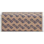 Wrapped pack of Genuine Joe C-fold hand towels with repeating logo print on brown wrapper