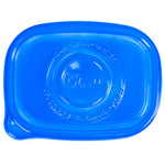 Top-down view of a blue Glad interlocking lid embossed with 'GLADWARES' and central Glad logo.