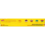 Back panel of Glad Cling'N Seal box with small icons for uses, caution text, and wrap-in-freshness messaging on yellow