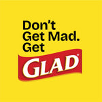 Yellow Glad brand graphic with the slogan "Don't Get Mad. Get GLAD" on a solid background.