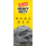 Vertical box panel of Glad Heavy Duty ForceFlex with feature icons above a textured trash bag image
