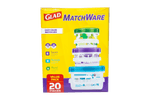 Tall Glad MatchWare box image showing vertically stacked containers with colored lids and a yellow background declaring value pack 20 pieces.