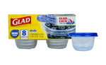 Glad branded yellow package of mini round containers with one clear container and blue lid shown