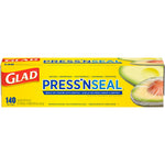 Long yellow Glad Press'n Seal box showing 140 sq. ft. and avocado artwork along the right side.